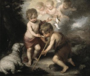 Bartolome Esteban Murillo - Jesus & John The Baptist: Children W/ Shell