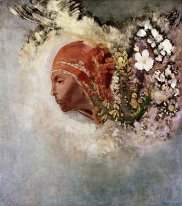 Odilon Redon - Head With Flowers