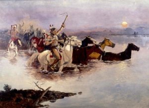 Charles M. Russell - Crossing The River