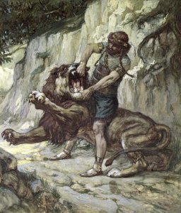 James Tissot - Samson Kills a Young Lion
