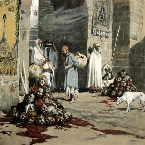 James Tissot - Two Heaps of Skulls at The City Gate