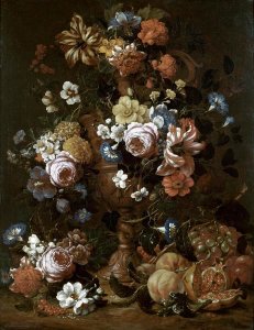 Nicolas van Veerendael - Roses, Carnations & Other Flower In An Urn