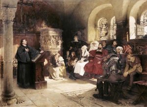 Hugo Vogel - Martin Luther Preaches In Wartburg