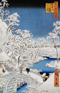 Hiroshige - Drum Bridge and Setting-Sun Hill, Meguro