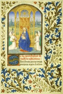 Simon Marmion - Virgin Enthroned between Angels: Book of Hours (Detail)