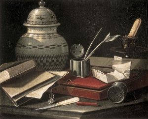 Cristoforo Monari - Still Life with Writing Accessories