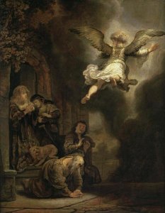Rembrandt Van Rijn - Archangel Raphael Leaving the Family of Tobias