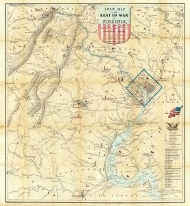 J. Goldsborough Bruff - Army Map of The Seat of War In Virginia, 1862