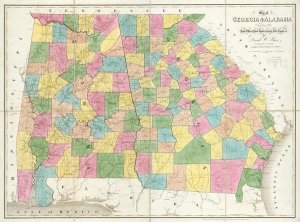 David H. Burr - Map of Georgia & Alabama, 1839