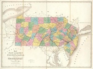 David H. Burr - Map of New Jersey and Pennsylvania, 1839