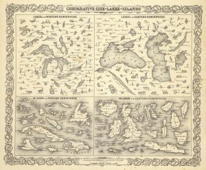 G.W. Colton - Comparative Size of Lakes and Islands, 1856