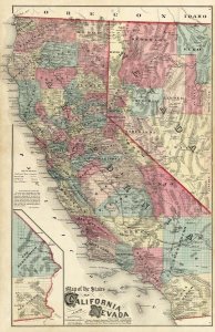Thos. H. Thompson - Map of the States of California and Nevada, 1877