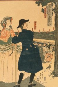 Sadahide Utagawa - The grounds of Myojin shrine in Kanda (Kanda Myojin shanai), 1861