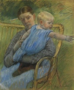 Mary Cassatt - Mathilde Holding A Baby Who Reaches Out To The Right 1889