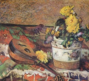 Paul Gauguin - Mandolin And Pot Of Flowers