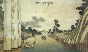 Hokusai - A View Of Sumida River Seen From Azuma Bridge 1800