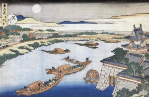 Hokusai - The Moon Above Yodo River And Osaka Castle