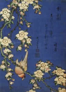 Katsushika Hokusai - Weeping Cherry and a Bullfinch, ca. 1834