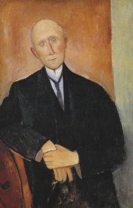 Amedeo Modigliani - Seated Man With Orange Background