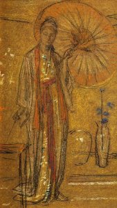 James McNeill Whistler - A Japanese Woman Painting 1872