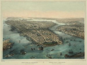 Unknown - Birds-eye view of Manhattan, New York