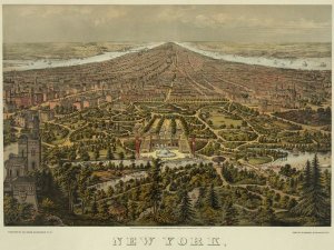 Unknown - Birds-eye view of Manhattan, New York