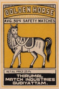 Phillumenart - Golden Horse Avg. 50's Safety Matches