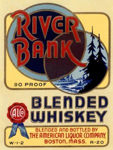 Vintage Booze Labels - River Bank Blended Whiskey