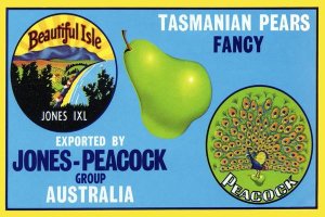 Retrolabel - Jones-Peacock Tasmanian Pears