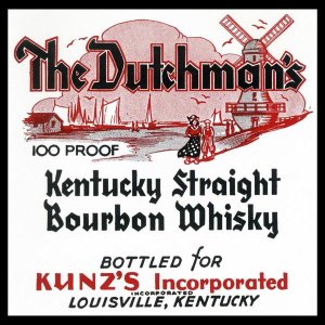 Vintage Booze Labels - The Dutchman's Kentucky Straight Bourbon Whiskey