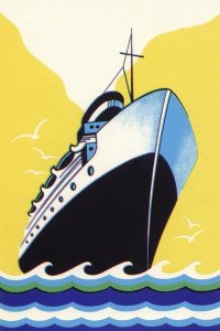 Retrotravel - Steamship Cruise liner Boom Label