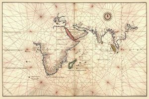 Battista Agnese - Portolan Map of Africa, the Indian Ocean and the Indian Subcontinent