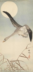 Ohara Koson (Shoson) - Goose Flying in Moonlight, ca. 1910