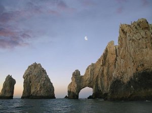 Tim Fitzharris - Moon over El Arco, Cabo San Lucas, Mexico