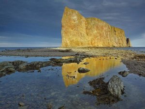 Tim Fitzharris - Coastline and Perce Rock, a limestone formation, Quebec, Canada