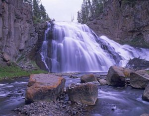 Tim Fitzharris - Gibbon Falls cascading into river, Yellowstone National Park, Wyoming