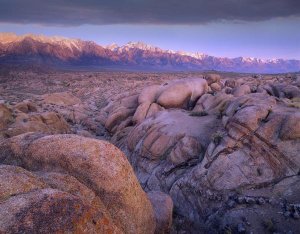 Tim Fitzharris - View of Sierra Nevada Range as seen from boulder field in Alabama Hills, California