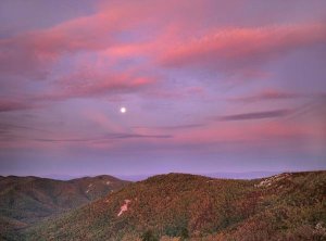 Tim Fitzharris - Moon over Blue Ridge Range and Lost Cove Cliffs, Blue Ridge Parkway, North Carolina