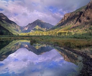 Tim Fitzharris - Handies Peak reflected in beaver pond, Maroon Bells-Snowmass Wilderness Area, Colorado