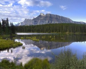 Tim Fitzharris - Mount Rundle and boreal forest reflected in Johnson Lake, Banff National Park, Alberta, Canada