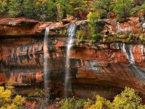 Tim Fitzharris - Cascades tumbling 110 feet at Emerald Pools, Zion National Park, Utah