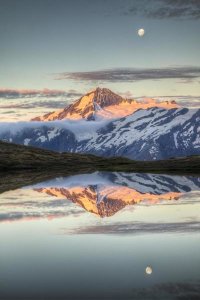 Colin Monteath - Mount Aspiring, moonrise over Cascade Saddle, Mount Aspiring National Park, New Zealand