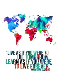 NAXART Studio - World Map Quote Mahatma Gandi