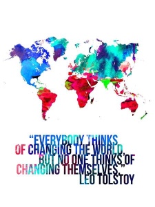 NAXART Studio - World Map Quote Leo Tolstoy