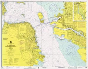 NOAA Historical Map and Chart Collection - Nautical Chart - San Francisco Bay ca. 1975