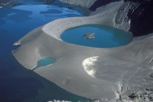 Tui De Roy - Cerro Azul caldera with lake and tufa cone,  Galapagos Islands, Ecuador