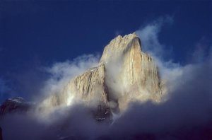 Geoff Gabites - Trango Tower in morning mist, Karakoran Mountains, Pakistan