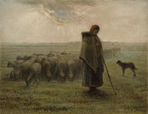 Jean-François Millet - Shepherdess and Her Flock