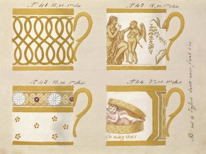 Honoré - Quatre tasses avec fond d'or, ca. 1800-1820