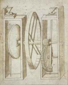 Francesco di Giorgio Martini - Two mills with wheel between